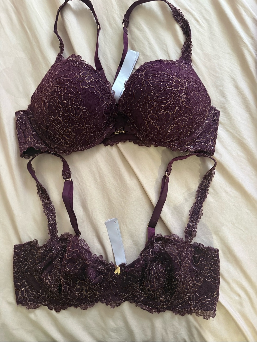 Savage X Fenty Plum Lace Push-Up Bra & Bralette Set